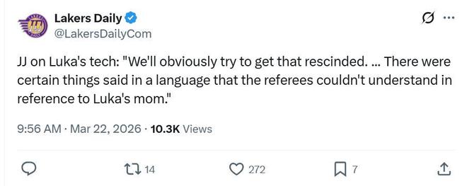 东契奇遭技术犯规引禁赛风波，湖人申诉事件陷