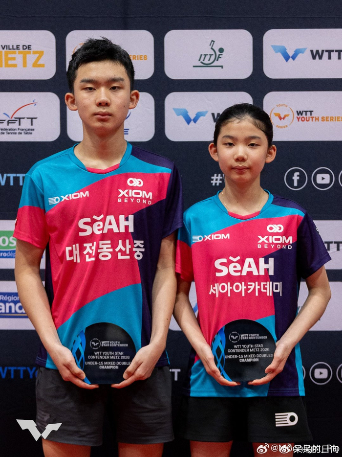 韩国兄妹组合李承洙李例叙WTT青少年赛夺冠 成继
